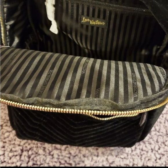 Victoria Secret Black Velvet Backpack